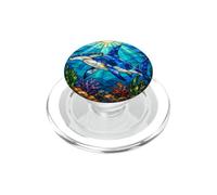 Faux Stained Glass Style Hammerhead Shark PopSockets PopGrip for MagSafe