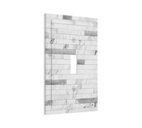 Faux Stone White Marble Tiles 1 Gang Light Switch Plate Decorative Single Toggle Wall Plate Cover Electrical Switchplate Faceplate for Bedroom Room Decorate
