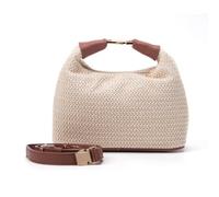 Faux Straw Crossbody Bags for Women, Small Top Handle Purse with Adjustable Strap, Woven Summer Handbag for Beach Vacation, Brown