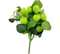 Faux Strawberry String for Decorative Use in Kitchen Living Room Bedroom Window 28cm Plastic Artificial Fruit Branch with Smooth Finish (Green)