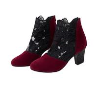 Faux Suede Ankle Boots Women Ankle Boots Short Boots Single Shoes for Ladies Casual Shoes Ladies Leather Ankle Boots (Red, 5)
