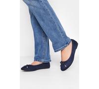 Long Tall Sally - LTS Navy Faux Suede Ballerina Pumps in Standard Fit - Women's