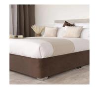 Faux Suede Bed Base Wrap Valance Skirt - Easy Install Elastic Design 3-Sided Coverage Fits 160x200cm Divan Bed - Stylish Bed Skirt for a Neat Bedroom Look