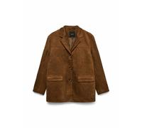 Faux Suede Blazer Jacket Brown