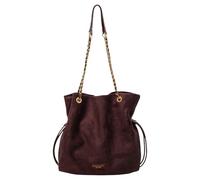 Faux Suede Bucket Bag Hasp Closure Small Tote Bag with Chain Strap Top-Handle Purse Drawstring for Women Work Travel Fall-Coffee