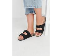 Faux Suede Buckle Strap Sandals Yours Black 5EEE