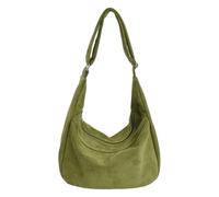 Faux Suede Crescent Bag Large Shoulder Bag for Women Office Travel Use (Green)