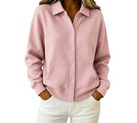 Faux Suede Jacket Women Oversized Casual Button Down Collared Cardigan Tops | Lightweight Casual Long Sleeve Pilot Varsity Coat with Pockets Spring Autumn Streetwear Outwear