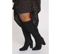 Faux Suede Knee High Boots Yours Black 5E