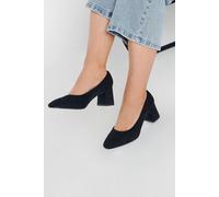 Faux Suede Mid Block Heel Court Shoes Yours Black 5EEE