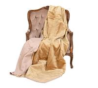 Faux Suede Reversible Faux Fur Style Classic Hard Wear Throw - Camel beige