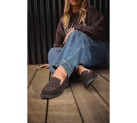 Faux Suede Ruched Front Loafers In Extra Wide EEE Fit Yours Chocolate 5EEE