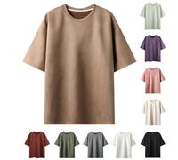 Faux Suede T-Shirts Mens Short Sleeve Tops UK Sale Clearance Man Crewneck Tshirts Retro Flannel Pullover Summer Plain Tees Soft Comfy T Shirt Loose Fit Blouse Teens Boys Drop Shoulder Tee Shirts