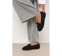 Faux Suede Tassel Fringe Loafers In Extra Wide Fit Yours Black 4EEE