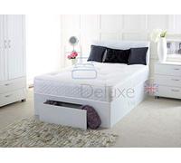 Faux White Leather Divan Bed Including MATTRESSES | HEADBOARD | Storage Drawers by Comfy Deluxe LTD (3FT 0 Drawers, White Leather)