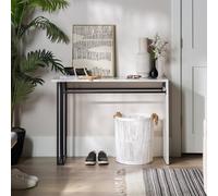(Faux White Marble) Brown / Faux White Marble Metal/Wood Console Table