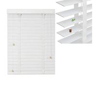Faux Wood blinds 5cm cordless Wooden Venetian Horizontal Blinds & Shades 50 60 70 80 88 97 103 112 118 124 136cm Blackout Blind for Indoor Windows, Office, Living Room, Bedroom(White)