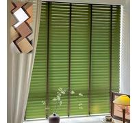 Faux Wood Blinds 5cm Slats Blackout Wooden Blinds For Indoor Widows, Cordless Brushed Finish Privacy Wooden Venetian Blinds，Horizontal Window Shades For Bedroom Bathroom Office(Blue)