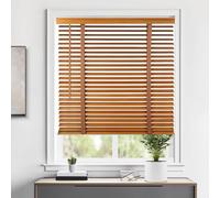 Faux Wood Blinds for Indoor Windows, Wooden Blackout Blinds & Window Shades, Cordless Privacy Horizontal Venetian Blind for Home Bedroom Bathroom Living Room Office Patio Windows(Beige)