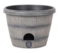 Faux Wood Self Watering Planters, Weathered Grey Plastic Flower Pots with Double-Layer Reservoir, Lightweight Garden Buckets for Indoor Outdoor Succulents Herbs Balcony Decor(grey)