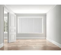Faux Wood Venetian Blind 50mm Slats Wood Grain Pattern Tape White 120cm Width x 120cm Length