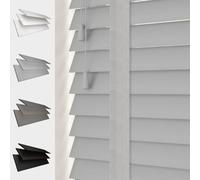 Faux Wood Venetian Blind [Light Grey, 60cm Width x 160cm Drop, Tape]