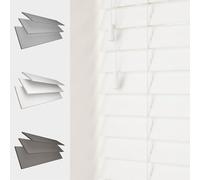 Faux Wood Venetian Blind [White, 165cm Width x 160cm Drop, String]