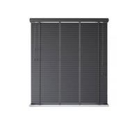 Faux Wood Venetian Blind with Tapes (120cm Drop) New Edge Blinds Dark Grey 60cm width x 160cm drop