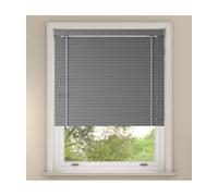 New Edge Blinds Light Grey Faux Wood Venetian Blind With Tapes 45cm x 160cm, Grey