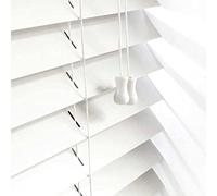 FAUX WOOD VENETIAN BLINDS 50MM SLATS TRIMMABLE EASY FIT OFFICE HOME (180cm Width x 213cm Drop, String, White)