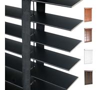 Faux Wood Venetian Blinds, 50mm Slats Wooden Blinds for Indoor Windows, Blackout Horizontal Window Shades, 30cm 40cm 60cm 80cm 90cm 100cm 120cm 150cm 160cm 180cm Privacy Blind(Black A)