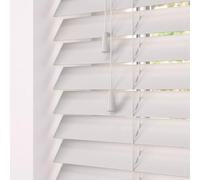 Faux Wood Window Venetian Blinds Blind 50mm Slats Trimmable String Design (White, 135 x 150 cm)
