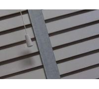 Faux Wood Window Venetian Blinds Blind With String 50mm Slats White Grey TRIMMABLE Fittings Included Luxury Look (Grey With Tape, 120cm Width 150cm Drop)