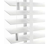 Faux Wood Window Venetian Blinds Blind With Tape 50mm Slats White Grey TRIMMABLE Fittings Included Luxury Look (White With Tape, 135cm Width x 150cm Drop)