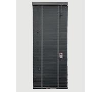 Faux wood wooden Grain PVC Window Venetian Blind/Blinds - Easy Fit Child Safe Trimmable Shutters, 50MM Slats Matching Facia (Dark Grey, Width: 114cm / Length 150cm)