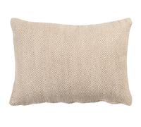 Faux Wool Linen Blend Herringbone Boudoir Cushion Cover in Latte Brown. Traditional Linen-Mix Wool Effect Fabric. 17x12" Rectangle Cover Only
