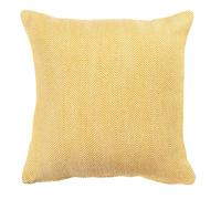 Faux Wool Linen Blend Herringbone Cushion Cover in Bright Ochre Yellow. Traditional Linen-Mix Wool Effect Fabric. 17x17" Square Cover Only