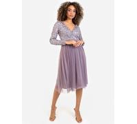 Faux Wrap Embellished Long Sleeve Midi Dress Maya Deluxe Lilac 24