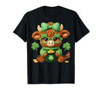 Faux Yarn St Patrick's Day Highland Cow T-Shirt
