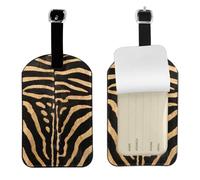 Faux Zebra Skin,Luggage Tags Pu Leather Name Tag Travel Suitcase Identifier ID Tags Durable Baggage Label 2 pcs