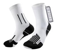 Fauzauk-Pro Crew Mens Running Socks 3 Pack Compression Socks Cushioned Anti Blister Socks for Sports Gym Hiking Cycling Size 5-8