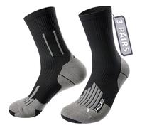 Fauzauk-Pro Crew Mens Running Socks 3 Pack Compression Socks Cushioned Anti Blister Socks for Sports Hiking Cycling Size 8-12