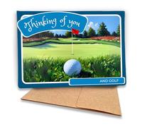 Fava Bean Productions Funny Golf Greeting Card, Thinking of You and Golf (1 Premium Card) For Any Occasion 528