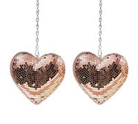 Favation Disco Ball 2 Pack Heart Shaped Disco Balls Rose Gold Disco Ball Decorations for Party,Room, Home, Bar, KTV, Hanging Disco Decor Retro-Reflective Disco Ball Lights(6.3 inch)
