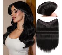 FAVE 110g Human Hair Extensions 16 Inch Seamless Clip in Hair Extensions Human Hair Upgraded V-Shape 100% Remy Human Hair Hairpieces for Volume & Length (Natural Black)