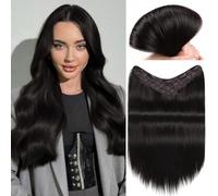 FAVE 18 Inch Clip in Human Hair Extensions 110g Seamless & Invisible Clip in Hair Extensions 100% Remy Human Hair Hairpieces for Volume & Length (Natural Black)