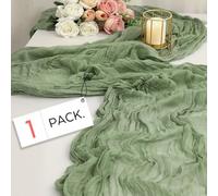 FAVE 1PC Sage Green Cheesecloth Table Runner 120 Inch for Baby Shower Wedding Decor 10FT Gauze Table Runner Boho Party Banquet Table Decoration(Sage Green,1pc)