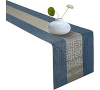 FAVE Indigo Blue Table Runner Woven with Golden Threads 90x12 Inches Heat Resistant Wipeable Waterproof Dining Table Runne for Wedding, Banquet,Party, Restaurant(Indigo Blue, 12"x90")