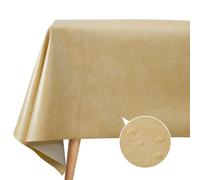 FAVE Leather Table Cloth Shiny Spring Tablecloths Durable Waterproof Tablecloth for Wedding, Banquet, Birthday, Party, Restaurant Rectangle Tablecloth with Set of 6 Placemats（Khaki, 54”x70”）