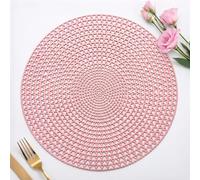 FAVE Pink Placemats Set of 6 Round Vinyl Place Mats, Washable Heart Shaped Hollow Out Table Mats for Wedding, Tea Party, Birthday, Events, Baby Shower,Home Decor & Daily Use(Pink Heart,6PCS)